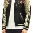 Load image into Gallery viewer, Satori Script Japanese Souvenir Jacket Koi Fish Carp Men's Sukajan GSJR-004 Black/Beige
