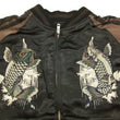 Load image into Gallery viewer, Satori Script Japanese Souvenir Jacket Koi Fish Carps Men's Sukajan GSJR-011 Black/Charcoal-Gray