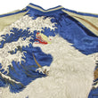 Load image into Gallery viewer, Satori Script Japanese Souvenir Jacket White Wolf Men's Sukajan GSJR-012 Navy-Blue/Beige