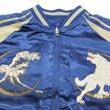 Load image into Gallery viewer, Satori Script Japanese Souvenir Jacket White Wolf Men's Sukajan GSJR-012 Navy-Blue/Beige