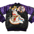 Load image into Gallery viewer, Satori Script Men's Japanese Souvenir Jacket Geisha Oiran Sukajan GSJR-021 Black/Dark-Blue