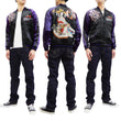 Load image into Gallery viewer, Satori Script Men's Japanese Souvenir Jacket Geisha Oiran Sukajan GSJR-021 Black/Dark-Blue
