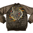 Load image into Gallery viewer, Satori Script Men's Japanese Souvenir Jacket Koi Fish Carp Sukajan GSJR-023 Black/Charcoal-Gray