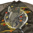 Load image into Gallery viewer, Satori Script Men's Japanese Souvenir Jacket Koi Fish Carp Sukajan GSJR-023 Black/Charcoal-Gray