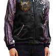 Load image into Gallery viewer, Satori Script Men's Japanese Souvenir Jacket Geisha Skull Sukajan GSJR-024 Black/Purple