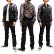Load image into Gallery viewer, Satori Script Men's Japanese Souvenir Jacket Geisha Skull Sukajan GSJR-024 Black/Purple