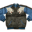 Load image into Gallery viewer, Satori Script Men's Japanese Souvenir Jacket Wolf with Moon Sukajan GSJR-025 Black/Dark-Blue
