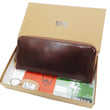 Load image into Gallery viewer, Men's Casual Leather Long Wallet Barns Outfitters Cordovan Zip Around Wallet LE-4318 Chocolate-Brown