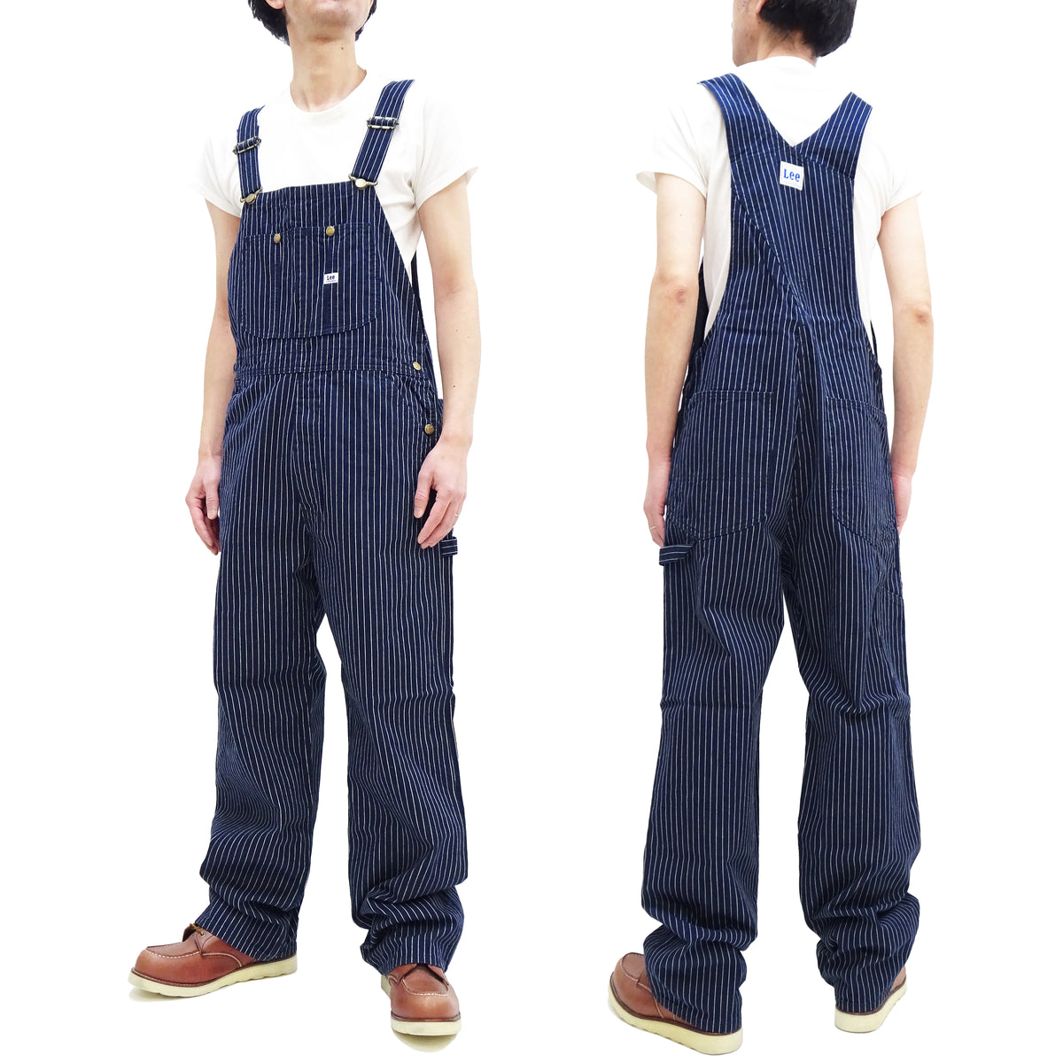 Lee Overalls Men's Casual Fashion Bib Overall High-Back LM7254 LM7254-2204  Indigo Twill with White Pinstripe Stitching