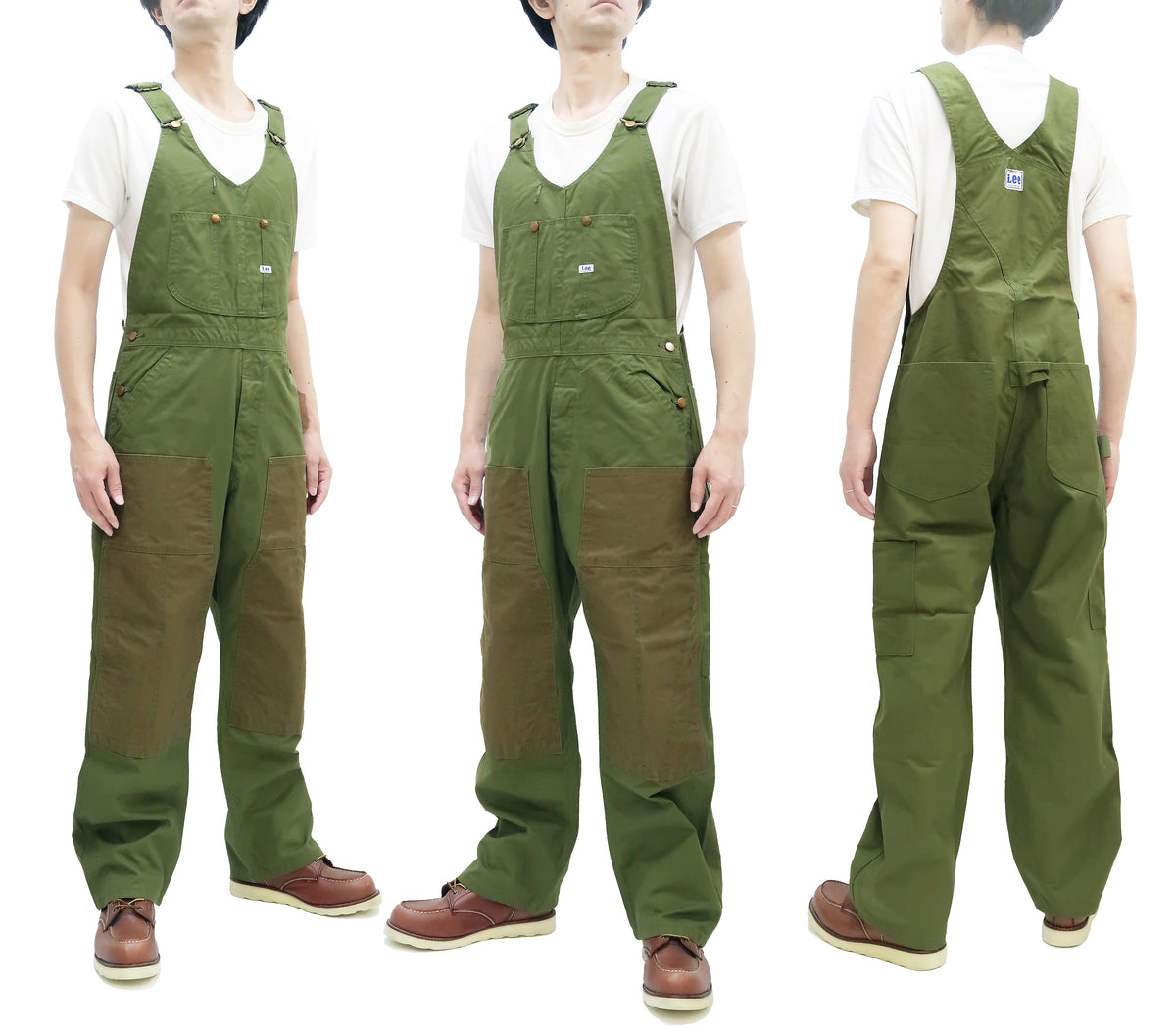 Lee Overalls Men's Casual Fashion Double Knee Duck Canvas Bib Overall  High-Back LM8605 LM8605-121 Olive