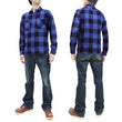 Load image into Gallery viewer, Momotaro Jeans Indigo Flannel Shirt Men's Heavy Herringbone Twill Buffalo Plaid Long Sleeve Work Shirt MLS1010M23