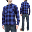 Load image into Gallery viewer, Momotaro Jeans Indigo Flannel Shirt Men's Heavy Herringbone Twill Buffalo Plaid Long Sleeve Work Shirt MLS1010M23