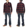 Load image into Gallery viewer, Momotaro Jeans Flannel Shirt Men's Herringbone Twill Buffalo Plaid Long Sleeve Work Shirt MLS1020M23 Red/Black