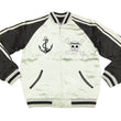 Load image into Gallery viewer, Hanatabi Gakudan Men's Japanese Souvenir Jacket Japanese ONE PIECE Sukajan Script OPSJ-001 Silver