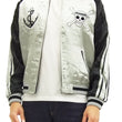 Load image into Gallery viewer, Hanatabi Gakudan Men's Japanese Souvenir Jacket Japanese ONE PIECE Sukajan Script OPSJ-001 Silver