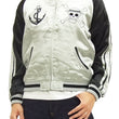 Load image into Gallery viewer, Hanatabi Gakudan Men's Japanese Souvenir Jacket Japanese ONE PIECE Sukajan Script OPSJ-001 Silver