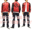 Load image into Gallery viewer, Hanatabi Gakudan Men's Japanese Souvenir Jacket Japanese ONE PIECE Sukajan Script OPSJ-002 Red