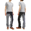 Load image into Gallery viewer, Kojima Genes Two Tone Panel Pants Men's Denim x Hickory Asymmetrical Contrast Panel Work Pants rnb1117 RNB-1117