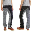 Load image into Gallery viewer, Kojima Genes Two Tone Panel Pants Men's Denim x Hickory Asymmetrical Contrast Panel Work Pants rnb1117 RNB-1117