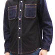 Load image into Gallery viewer, Kojima Genes Contrast Panel Shirt Men's Long Sleeve Two Tone Button Up Shirt rnb2081 RNB-2081 Black Duck Canvas/Indigo Denim