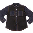 Load image into Gallery viewer, Kojima Genes Contrast Panel Shirt Men's Long Sleeve Two Tone Button Up Shirt rnb2081 RNB-2081 Black Duck Canvas/Indigo Denim