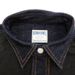 Load image into Gallery viewer, Kojima Genes Contrast Panel Shirt Men's Long Sleeve Two Tone Button Up Shirt rnb2081 RNB-2081 Black Duck Canvas/Indigo Denim