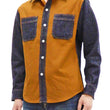 Load image into Gallery viewer, Kojima Genes Contrast Panel Shirt Men's Long Sleeve Two Tone Button Up Shirt rnb2081 RNB-2081 Camel Duck Canvas/Indigo Denim