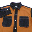Load image into Gallery viewer, Kojima Genes Contrast Panel Shirt Men's Long Sleeve Two Tone Button Up Shirt rnb2081 RNB-2081 Camel Duck Canvas/Indigo Denim