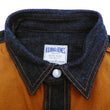 Load image into Gallery viewer, Kojima Genes Contrast Panel Shirt Men's Long Sleeve Two Tone Button Up Shirt rnb2081 RNB-2081 Camel Duck Canvas/Indigo Denim