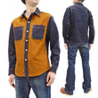 Load image into Gallery viewer, Kojima Genes Contrast Panel Shirt Men's Long Sleeve Two Tone Button Up Shirt rnb2081 RNB-2081 Camel Duck Canvas/Indigo Denim