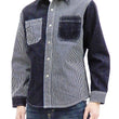 Load image into Gallery viewer, Kojima Genes Mixed Panel Shirt Men's Long Sleeve Two Tone Button Up Shirt rnb281s RNB-281S Denim x Hickory