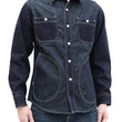 Load image into Gallery viewer, Kojima Genes Mixed Panel Shirt Men's Denim x Herringbone Long Sleeve Two Tone Button Up Shirt rnb282S RNB-282S Indigo