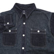 Load image into Gallery viewer, Kojima Genes Mixed Panel Shirt Men's Denim x Herringbone Long Sleeve Two Tone Button Up Shirt rnb282S RNB-282S Indigo