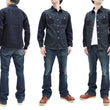 Load image into Gallery viewer, Kojima Genes Mixed Panel Shirt Men's Denim x Herringbone Long Sleeve Two Tone Button Up Shirt rnb282S RNB-282S Indigo