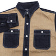 Load image into Gallery viewer, Kojima Genes Mixed Panel Shirt Men's Denim x Herringbone Long Sleeve Two Tone Button Up Shirt rnb282S RNB-282S Beige