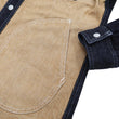 Load image into Gallery viewer, Kojima Genes Mixed Panel Shirt Men's Denim x Herringbone Long Sleeve Two Tone Button Up Shirt rnb282S RNB-282S Beige