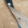 Load image into Gallery viewer, Kojima Genes Mixed Panel Shirt Men's Denim x Herringbone Long Sleeve Two Tone Button Up Shirt rnb282S RNB-282S Beige