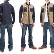 Load image into Gallery viewer, Kojima Genes Mixed Panel Shirt Men's Denim x Herringbone Long Sleeve Two Tone Button Up Shirt rnb282S RNB-282S Beige