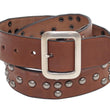 Load image into Gallery viewer, Sugar Cane Studded Belt Men's Ccasual 40mm Wide/4mm Thick Cowhide Leather Belt with Single Prong Square-Shaped Buckle SC02321 138 Brown