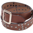 Load image into Gallery viewer, Sugar Cane Studded Belt Men's Ccasual 40mm Wide/4mm Thick Cowhide Leather Belt with Single Prong Square-Shaped Buckle SC02321 138 Brown