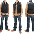 Load image into Gallery viewer, Sugar Cane Down Vest with Leather Yoke Panel Men's Winter Outerwear Vest SC15222 119 Black/Black