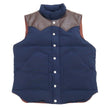 Load image into Gallery viewer, Sugar Cane Down Vest with Leather Yoke Panel Men's Winter Outerwear Vest SC15222 128 Navy-Blue/Brown