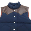 Load image into Gallery viewer, Sugar Cane Down Vest with Leather Yoke Panel Men's Winter Outerwear Vest SC15222 128 Navy-Blue/Brown