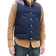 Load image into Gallery viewer, Sugar Cane Down Vest with Leather Yoke Panel Men's Winter Outerwear Vest SC15222 128 Navy-Blue/Brown