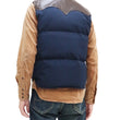 Load image into Gallery viewer, Sugar Cane Down Vest with Leather Yoke Panel Men's Winter Outerwear Vest SC15222 128 Navy-Blue/Brown