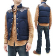 Load image into Gallery viewer, Sugar Cane Down Vest with Leather Yoke Panel Men's Winter Outerwear Vest SC15222 128 Navy-Blue/Brown