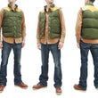Load image into Gallery viewer, Sugar Cane Down Vest with Leather Yoke Panel Men's Winter Outerwear Vest SC15222 149 Olive/Camel