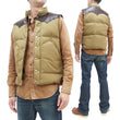 Load image into Gallery viewer, Sugar Cane Down Vest with Leather Yoke Panel Men's Winter Outerwear Vest SC15222 133 Beige/Brown