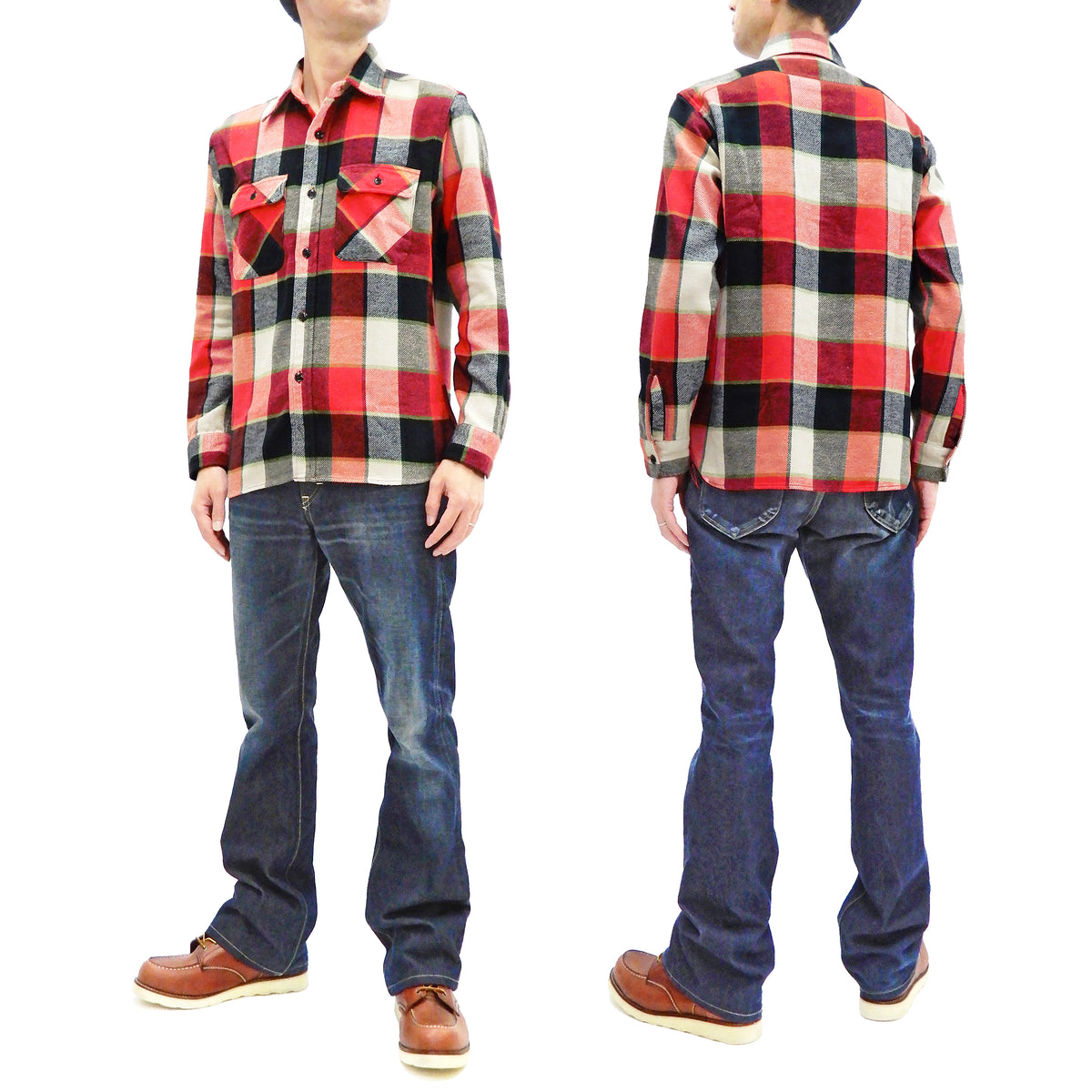 Sugar Cane Flannel Shirt Men's Plaid Long Sleeve Checked Work Shirt SC28752  165-RED