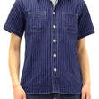 Load image into Gallery viewer, Sugar Cane Men's Indigo Wabash Stripe Work Shirt Short Sleeve Button Up Shirt SC36267A